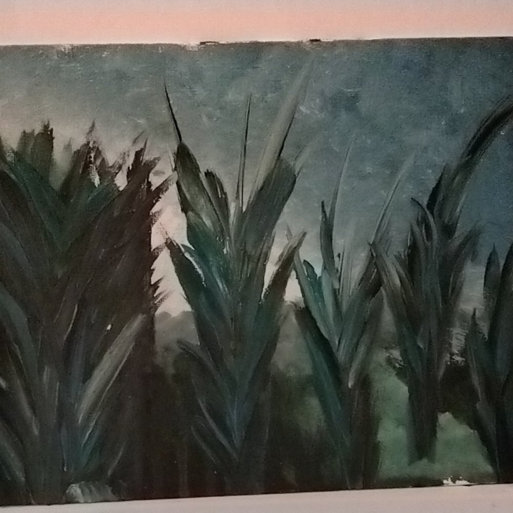 Scenic landscape of grass stalks